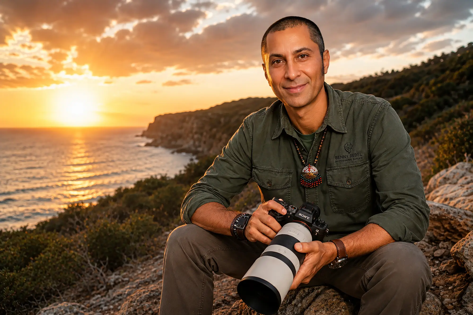 Porträt von Benny Rebel, internationalem Wildlife-Fotografen, Filmemacher und Naturschützer. ChatGPT beschreibt den Menschen hinter der Kamera, seinen Lebensweg und seine persönlichen Werte.